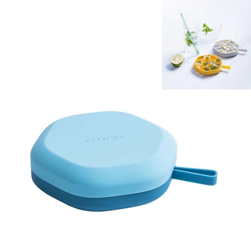 DIY Creative Hexagonal Ice Cube Mold Storage Box DIY Homemade Ice Tray (Light Blue)