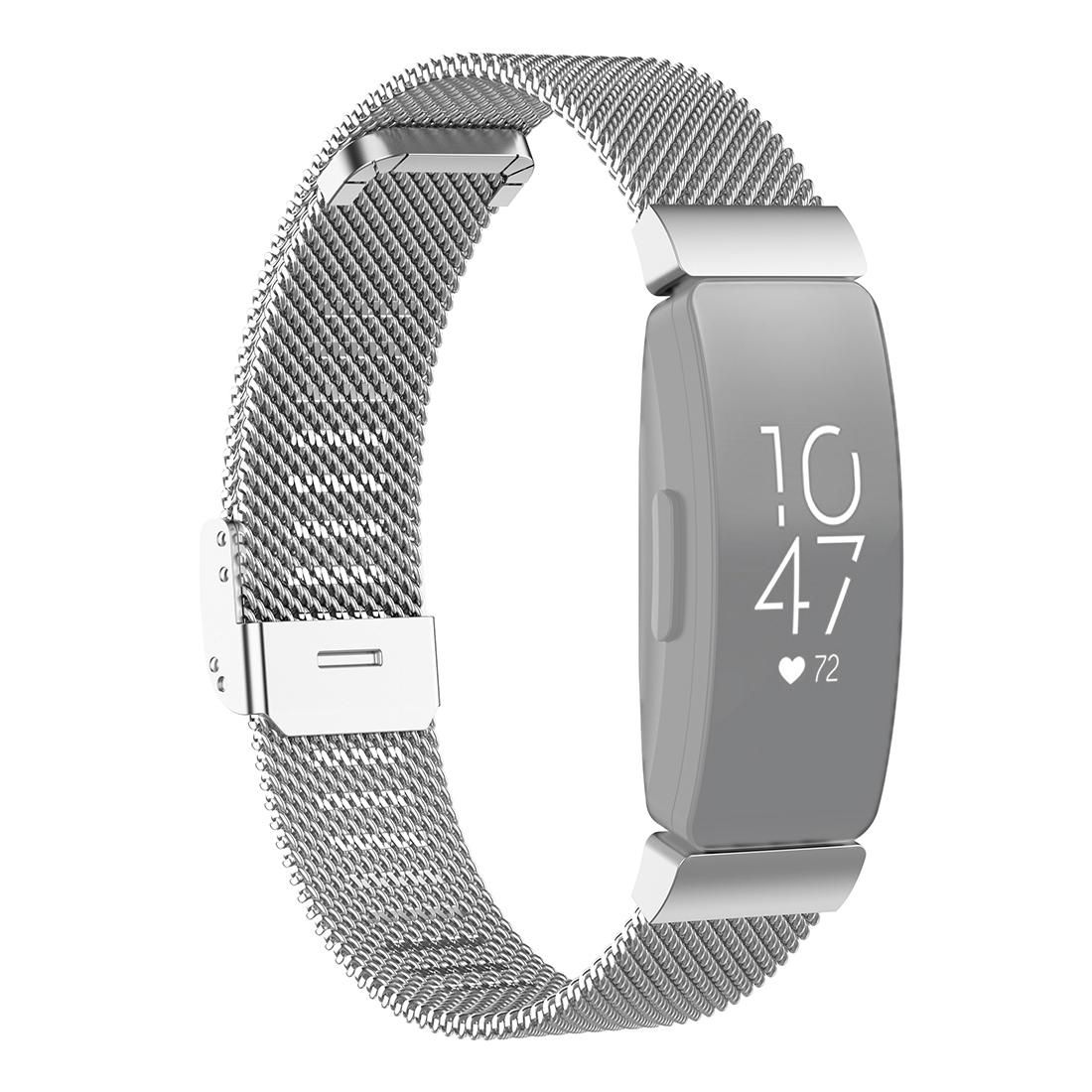 Stainless Steel Metal Mesh Wrist Strap Watch Band for Fitbit Inspire / Inspire HR / Ace 2, Size: L (Silver)
