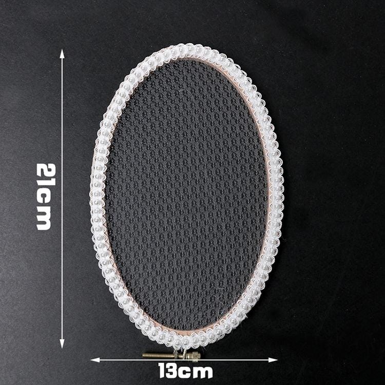 Oval Embroidery Shed Lace Pad Jewelry Rack Earrings Storage Display Stand, Light Yarn Pearl Version, Size: L (Wood)