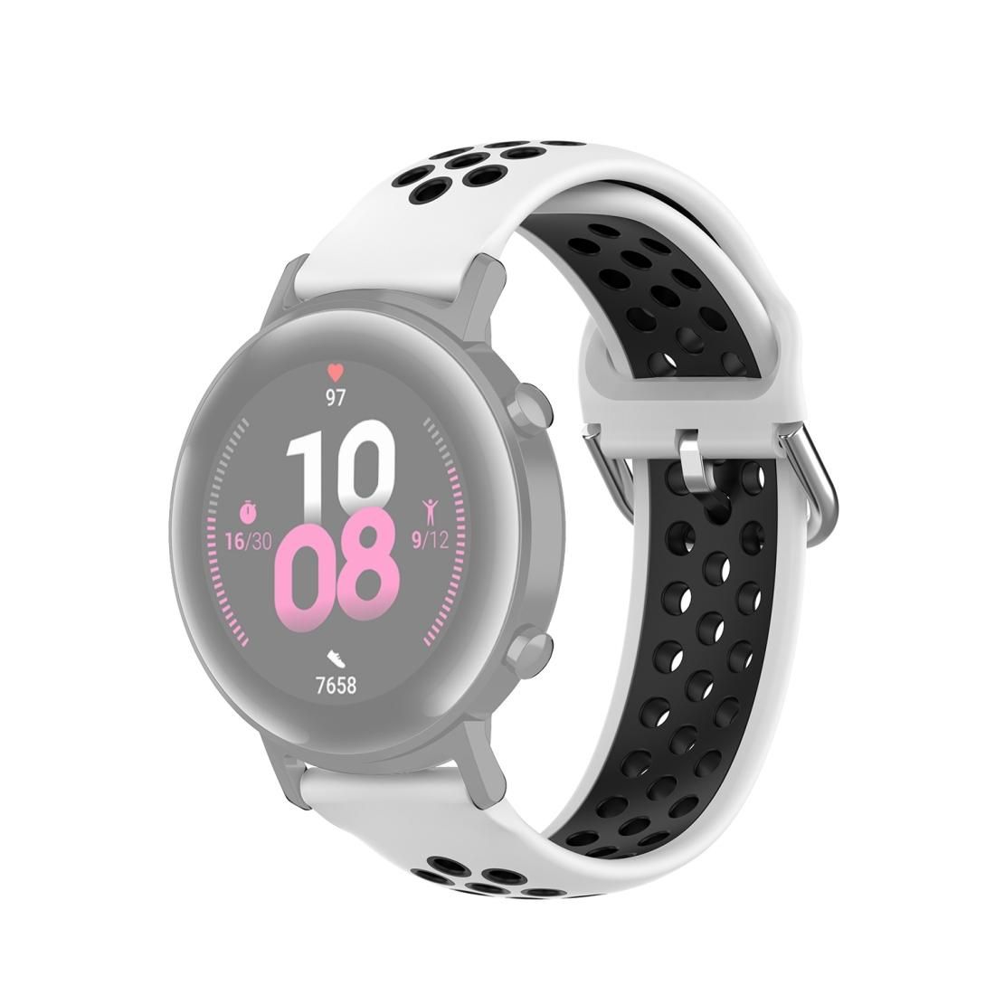 20mm Universal Sports Two Colors Silicone Replacement Strap Watchband (White Black)