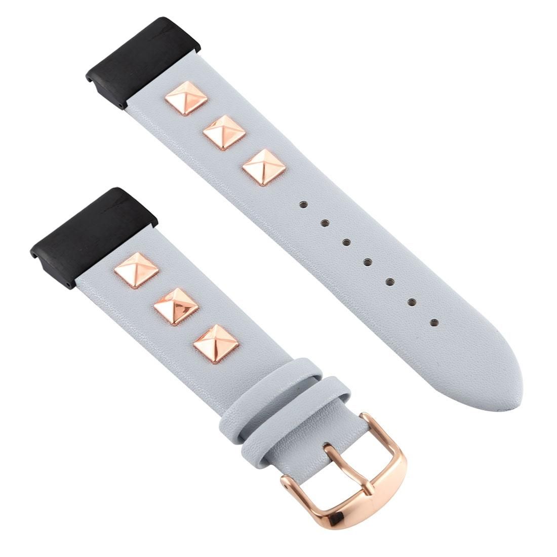 For Garmin Fenix 5X Rivet Leather Watchband (Blue)