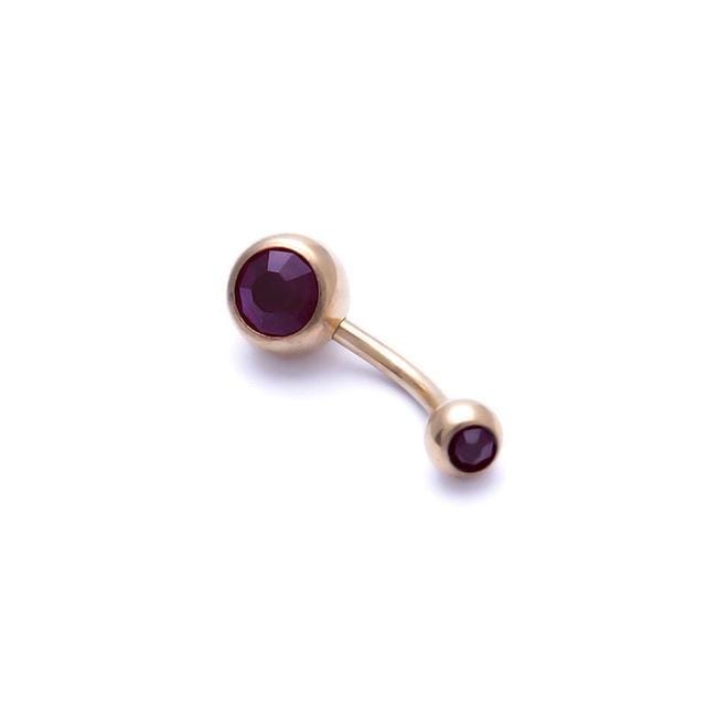 5 PCS Human Perforated Jewelry Electroplated Gold Double-drilled Umbilical Ring Czech Drill Umbilical Nails Thick Rod Earrings Punk Style (Purple)