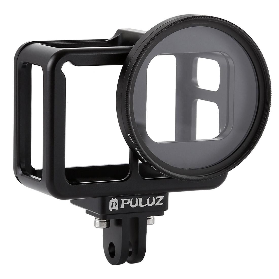 PULUZ Housing Shell CNC Aluminum Alloy Protective Cage with Insurance Frame & 52mm UV Lens for GoPro HERO7 Black /6 /5 (Blue)