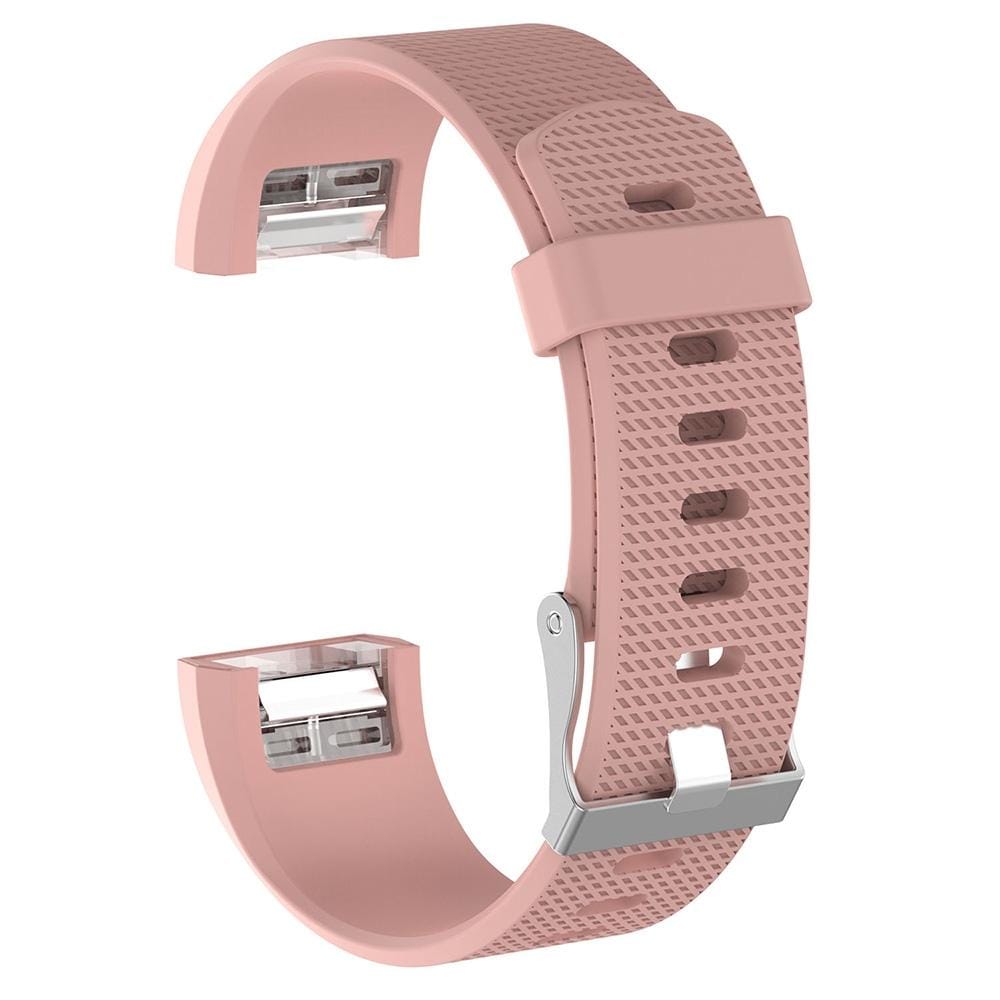 For Fitbit Charge 2 Common Texture Silicone Replacement Wrist Strap Watchband with Buckle, Size:S (Light Pink)