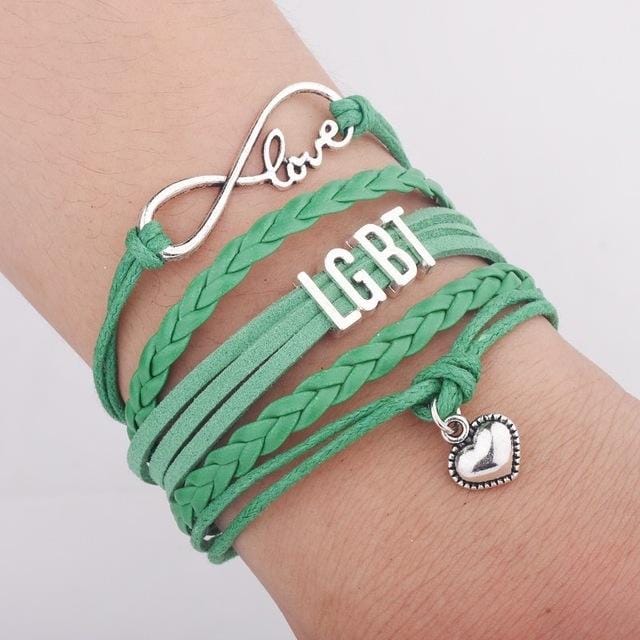LGBT Words Rainbow Bracelet (Green)