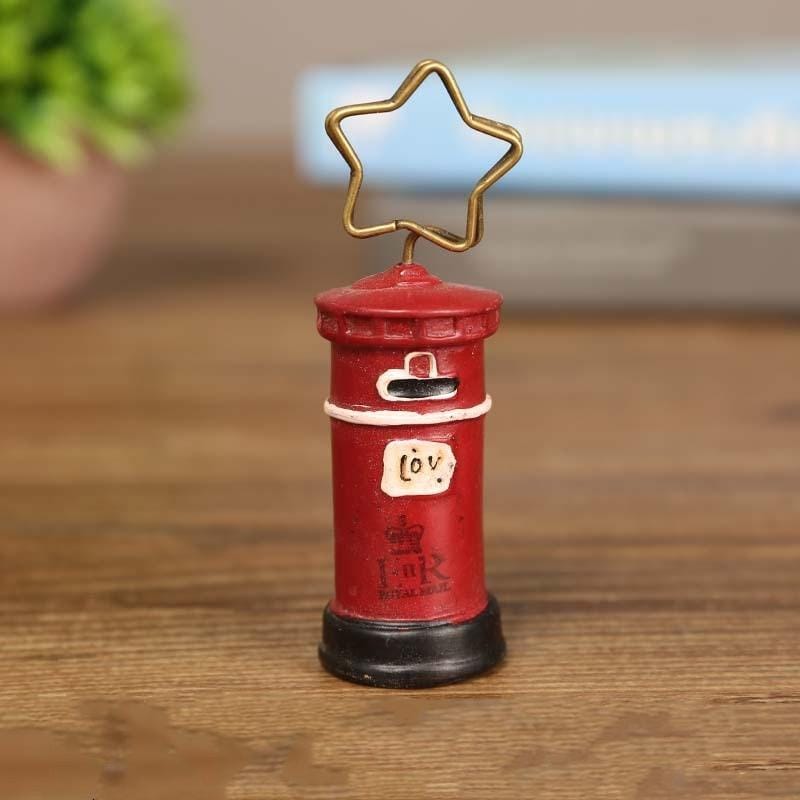 2 PCS Mailbox Shape Photo Paper Clip Note Holder Desk Name Card Clip (Beige)