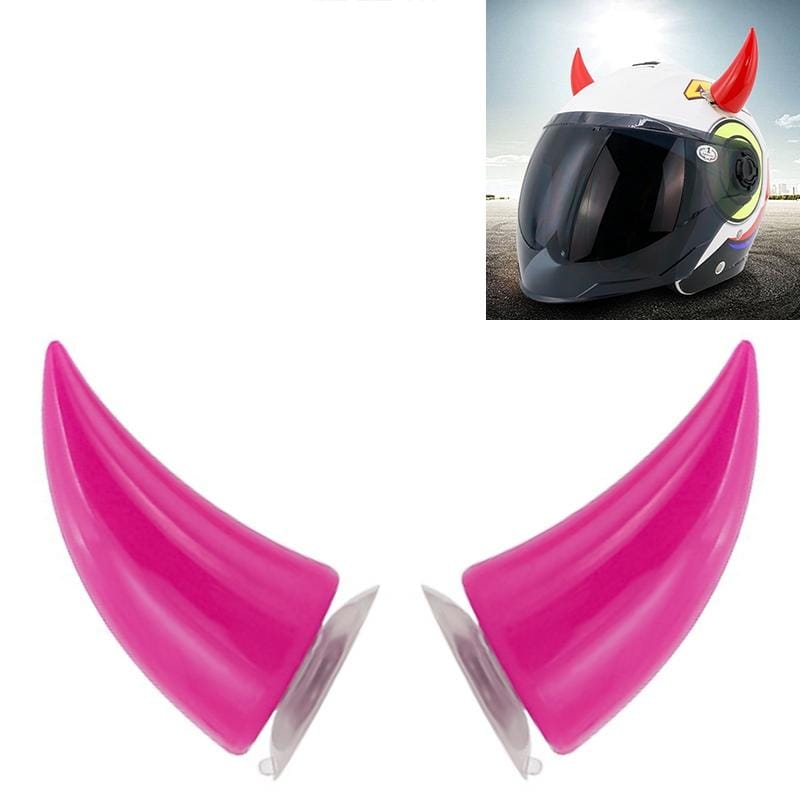 2 PCS Motorcycle Helmet Devil Decoration Motorbike Helmet Suction Cups Horns Decoration Headwear Sucker (Pink)