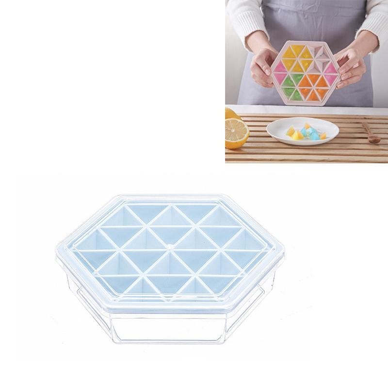 Home Creative DIY Ice Grid Mould Hexagonal Homemade Ice Mold With Tray Ice Cube Ice Cream Ice Box (Blue)