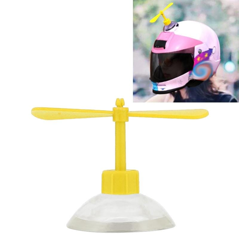 Motorcycle Helmet Take-copter Decoration Motorbike Helmet Suction Cups Rotate Horns Decoration (Yellow)