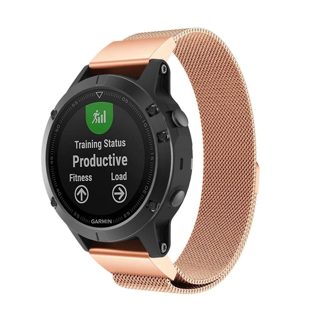 For Garmin Fenix 5 Milan Metal Stainless Steel Metal Watchband, Size:20MM (Rose Gold)