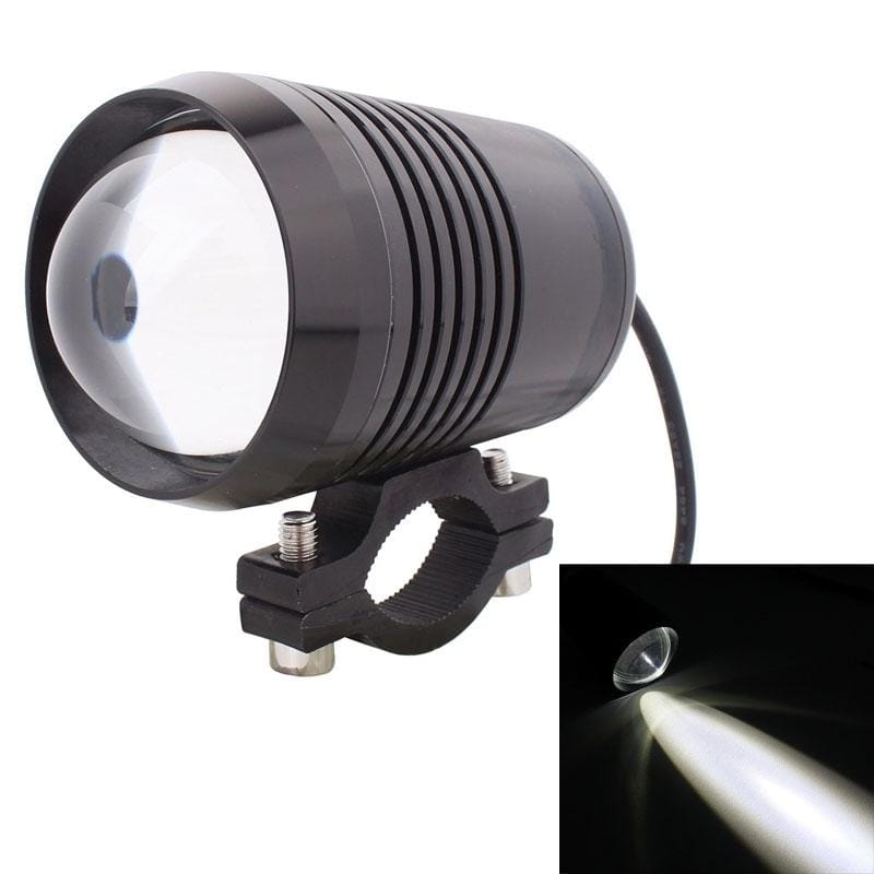 10W 900LM White Light 6500K 1-LED 3-Mode Wired Motorcycle Headlamp, Wire Length:40cm, DC 12V-24V (Black)