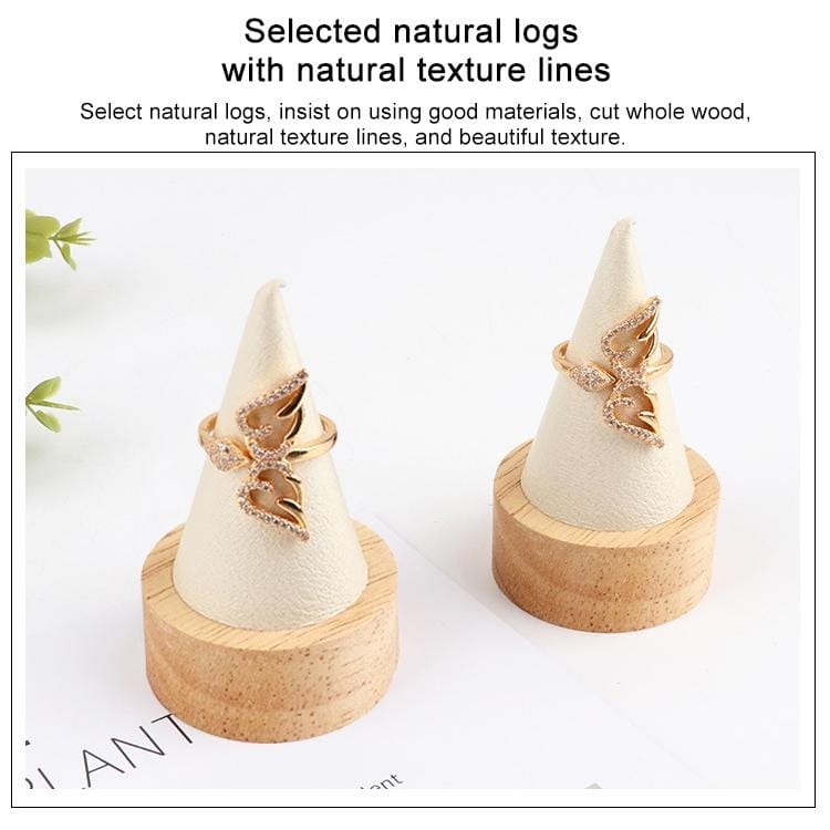 Circular Cone Log Rings Bracelets Jewelry Rack Storage Display Stand, Size: S (Beige)