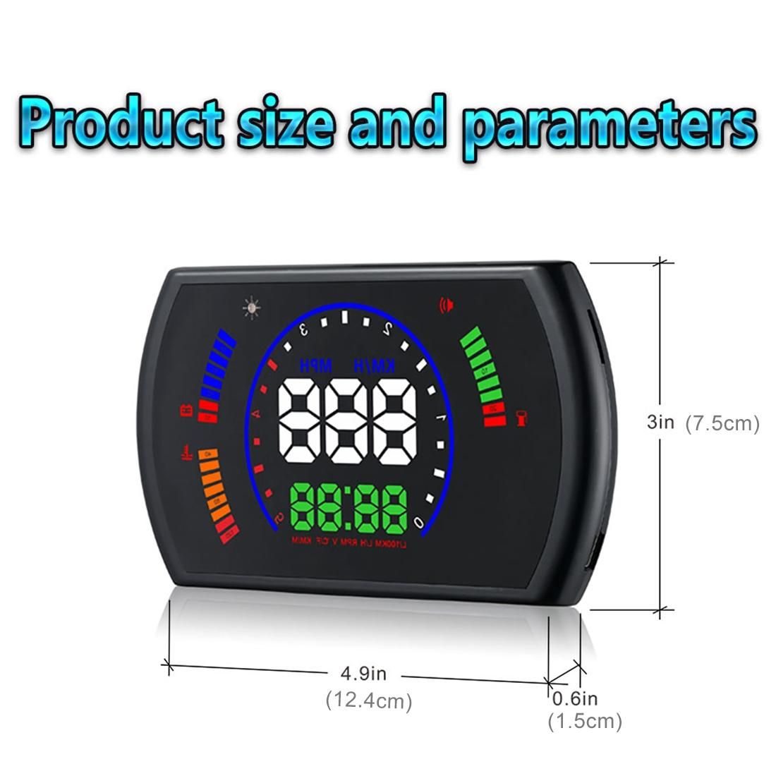 S600 Multi-function HUD 5.8 inch OBD2 Windshield Projector Head-up Display, Speed & RPM & Water Temperature & Oil Consumption & Driving Distance / Time & Voltage Display, Over Speed Alarm