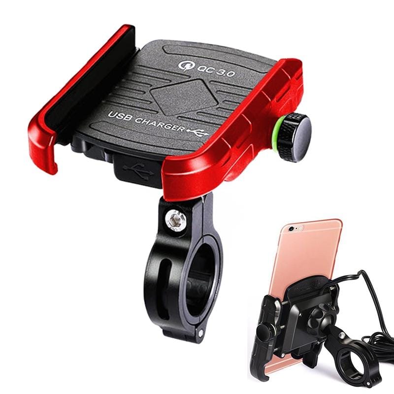 Motorcycles / Bicycle USB Charger QC 3.0 Fast Charging Phone Bracket, Suitable for 6-9cm Device (Red)