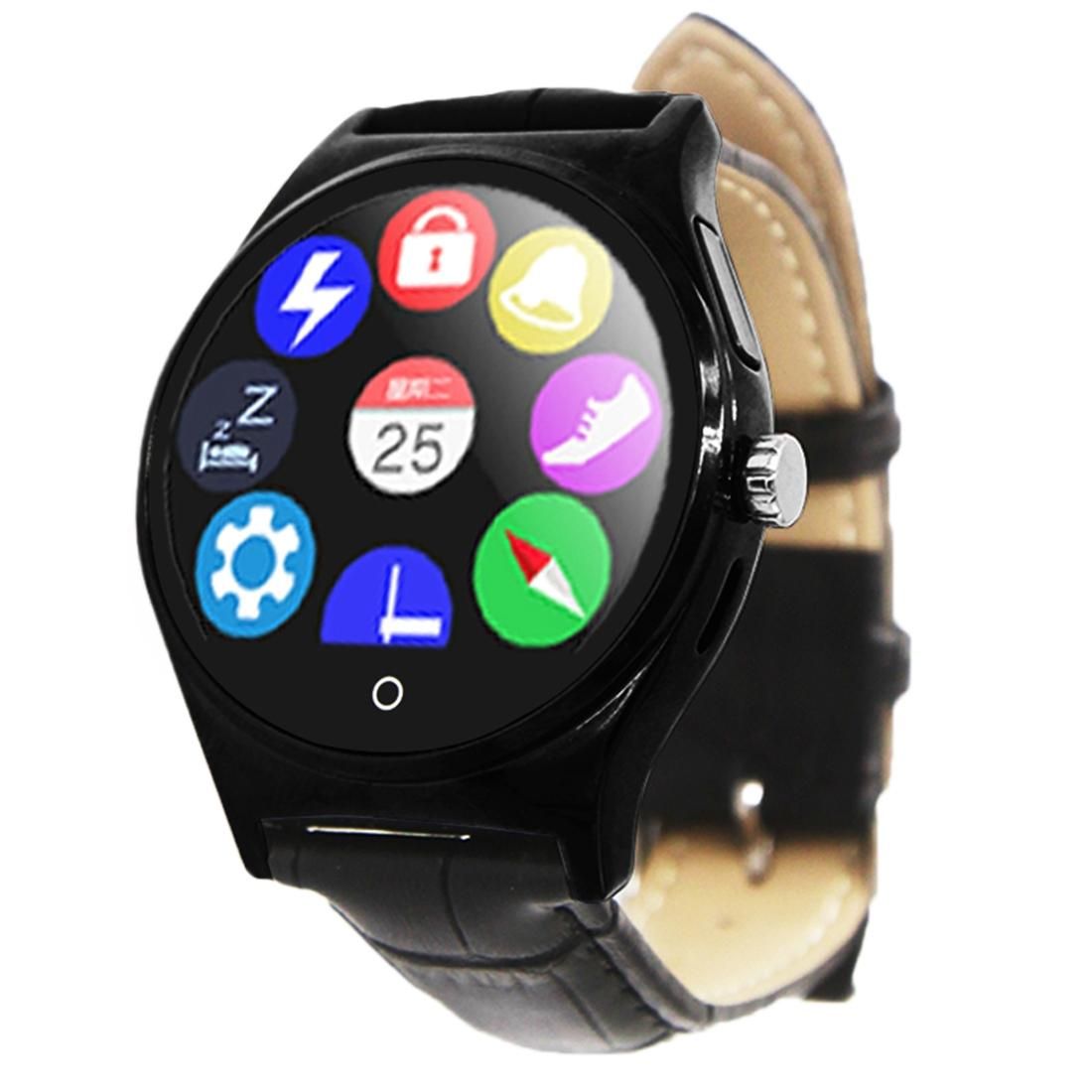 GL09 1.22 inch IPS BT4.0 IP67 Smart Watch with Leather Band for iPhone / Android Phone (Silver)