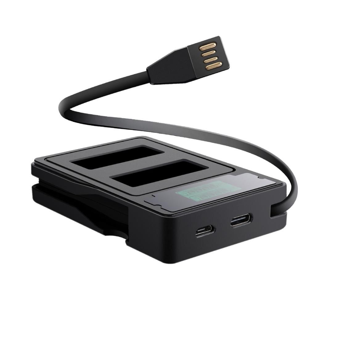 For GoPro HERO9 LCD Screen Dual Batteries Charger with Displays Charging Capacity (Black)