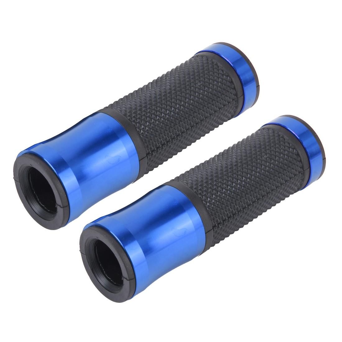 2 PCS Motorcycle Universal  Net Texture Metal Right and Left Handle Bar Grips with Rubber Cover (Blue)