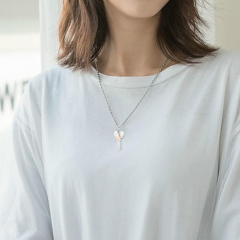 OPK 1688 Key Diamond Titanium Steel Necklace Couple Pendant Men Women Clavicle Chain, Style:Women Pendant + Chain