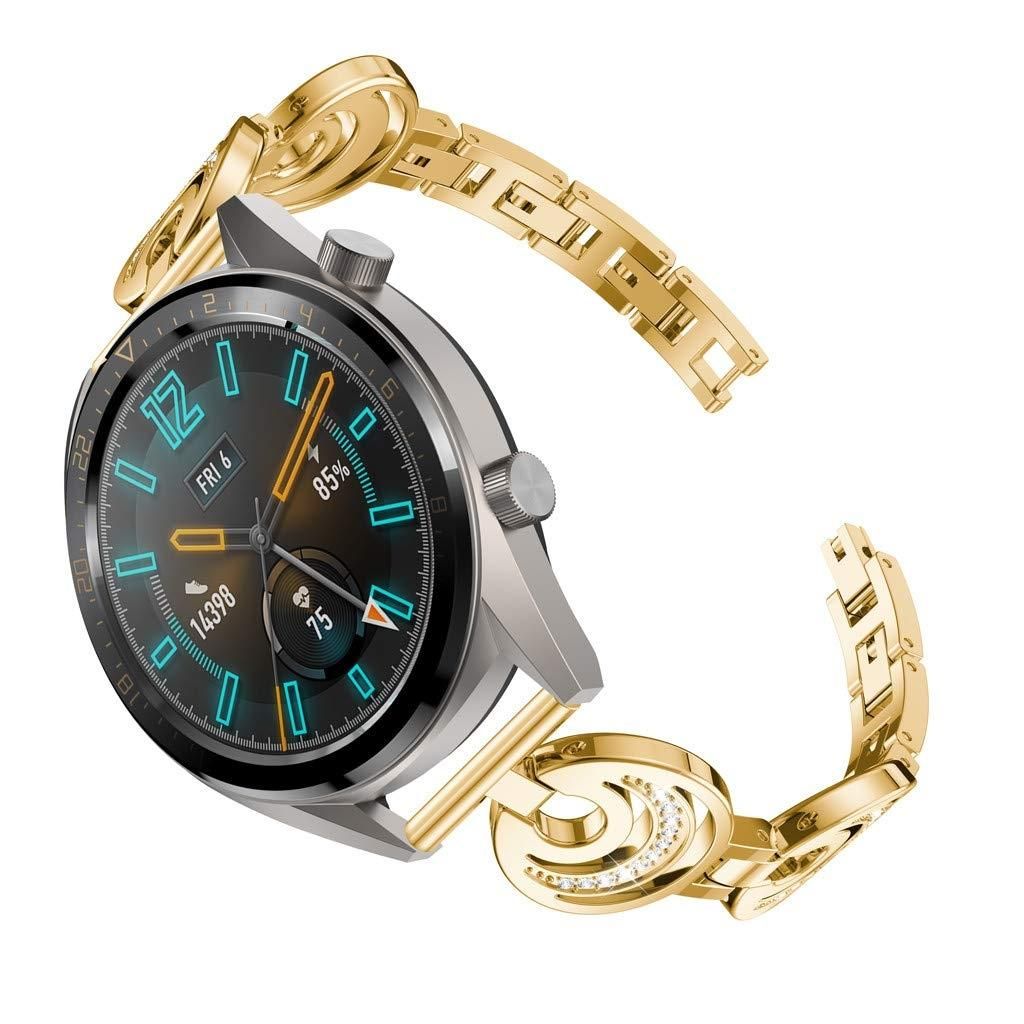 22mm For Huawei Watch GT2e GT2 46mm Sun Moon Star Aluminum Alloy Strap (Golden)