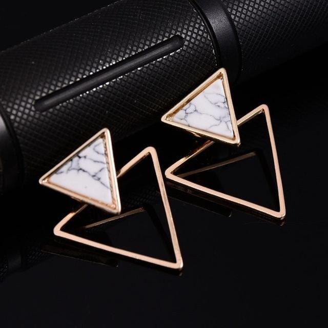 Punk Geometric Marble Stud Earring Women Party Jewelry (triangle)