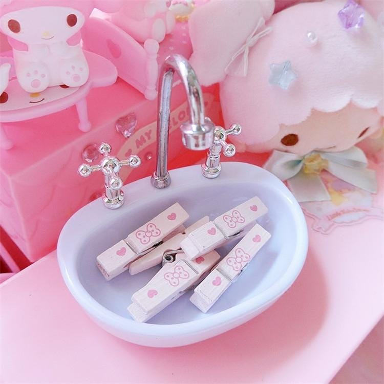 Cute Heart Mini Wash Basin Decoration Desk Jewelry Storage Box