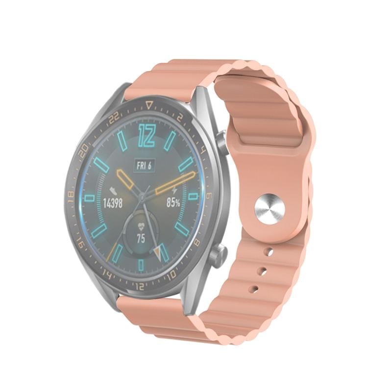 22mm For Huawei Watch GT2e / GT2 46mm Reverse Buckle Wave Silicone Strap (Pink)