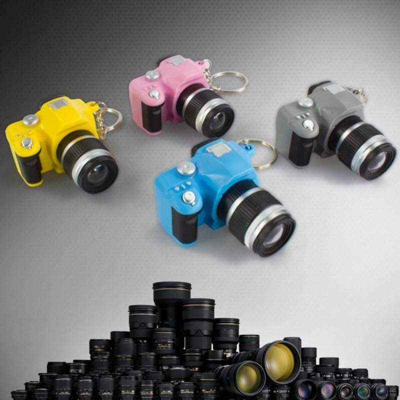 Children Mini SLR Camera Model Style Key Chain Small Pendant with Sound & LED Light (Pink)
