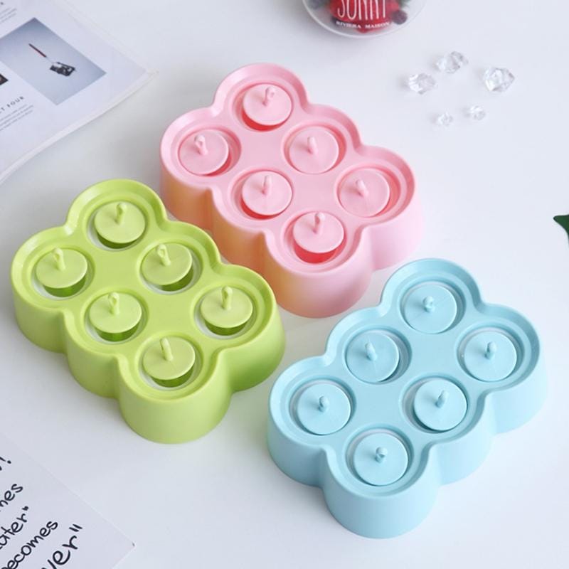 Mini DIY Creative Popsicle Mould Environmentally Friendly Silicone Ice Cube Ice Cream Mould, Style:Rectangular (Blue)
