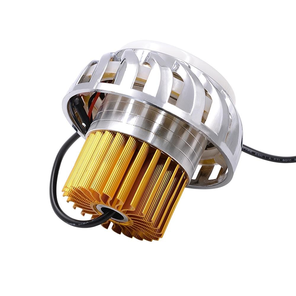 Motorcycle 30W DC 12V-85V LED Headlight Lens Built-in Whirlwind Double Aperture Angle Eyes + Devil Eye (Red Light)