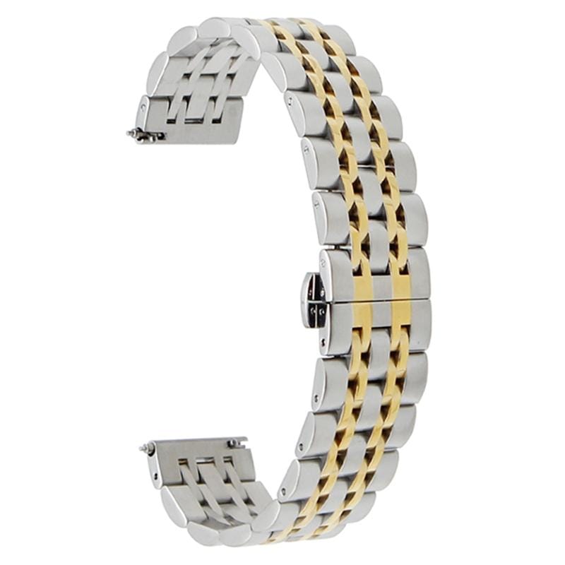 22mm For Huawei Watch GT2e GT2 46mm Seven Stainless Steel Straps (Gold between silver)