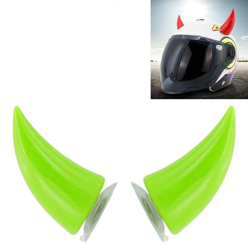 2 PCS Motorcycle Helmet Devil Decoration Motorbike Helmet Suction Cups Horns Decoration Headwear Sucker (Fluorescent Green)