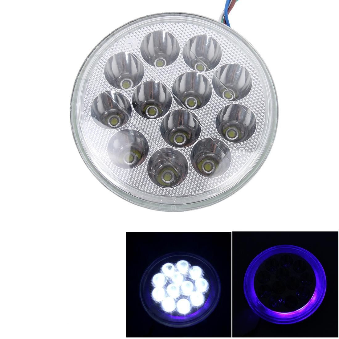 24W 12 LED Circular Motorcycle Headlight Lamp with Angle Eye, DC 8-36V