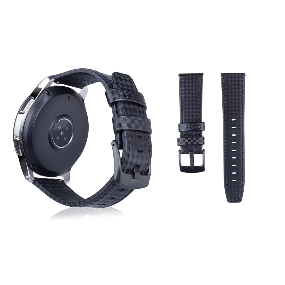 Carbon Fiber Texture Top-grain Leather Wrist Watch Band for Samsung Gear S3 22mm (Black)