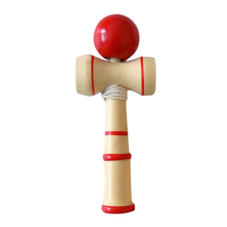 Classic Wooden Skill Toy Kendama with Extra String, Size: 13.5 x 5.5cm (Red)