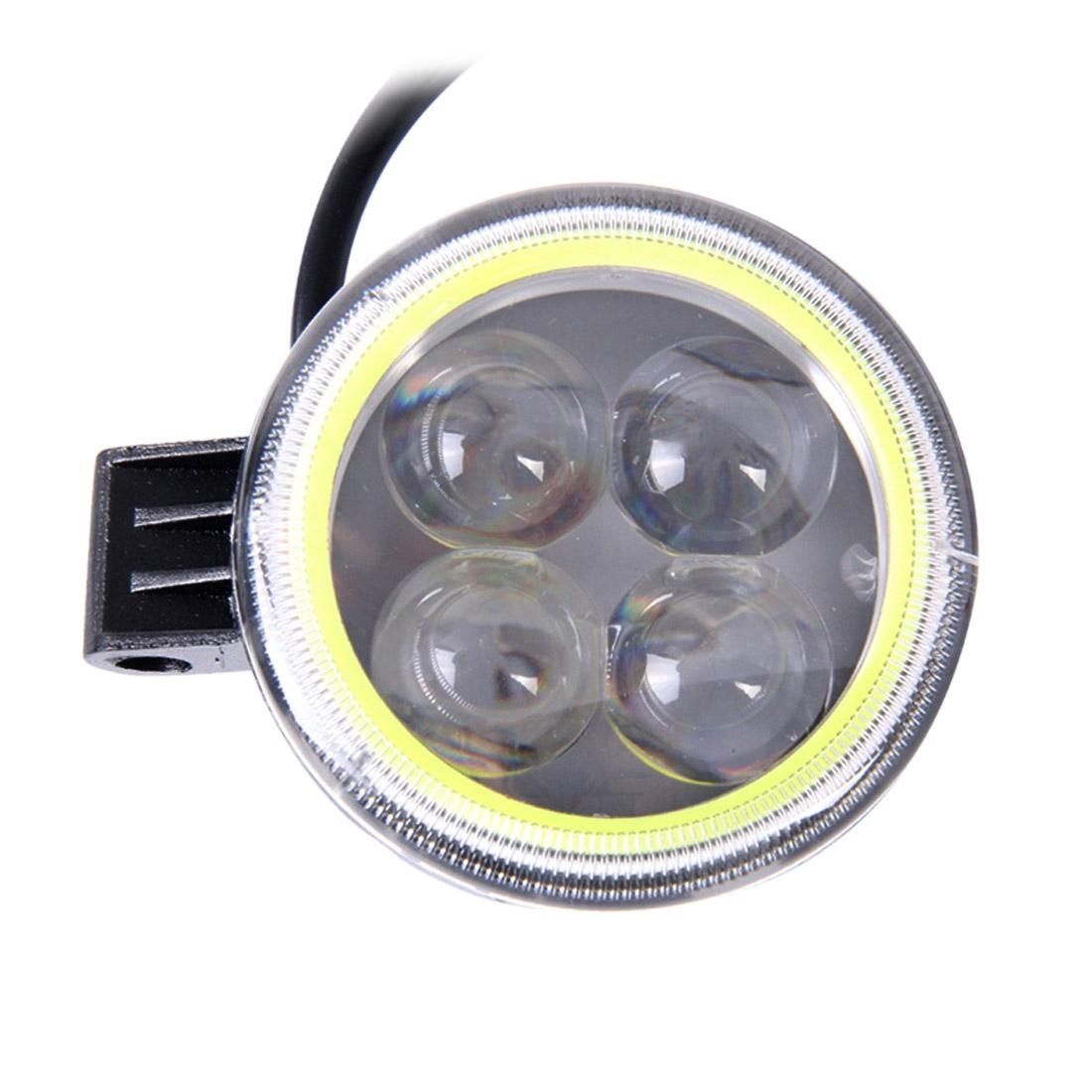 10W 6000K 800LM 4 LED White Motorcycle Headlight Lamp with White Angle Eye Lamp, DC 9-36V