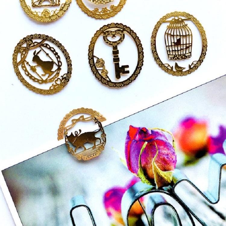 4 PCS Creative Mini Metal Hollow Bookmark Office Stationery Gift, Style Random Delivery