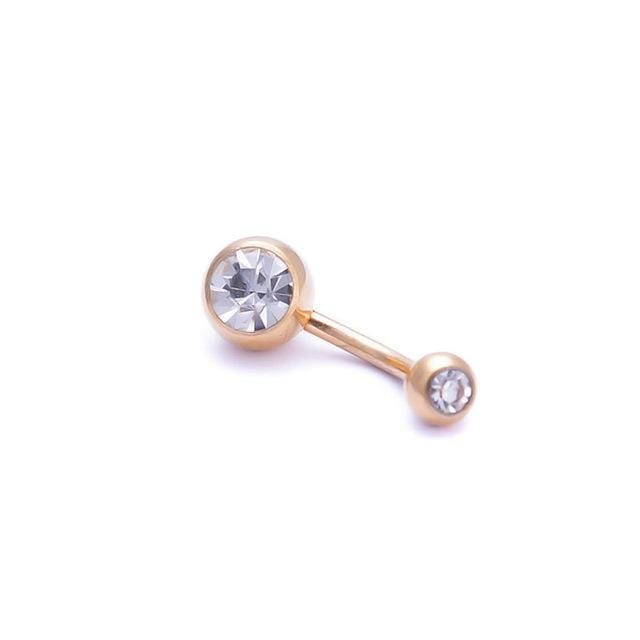 5 PCS Human Perforated Jewelry Electroplated Gold Double-drilled Umbilical Ring Czech Drill Umbilical Nails Thick Rod Earrings Punk Style (White)