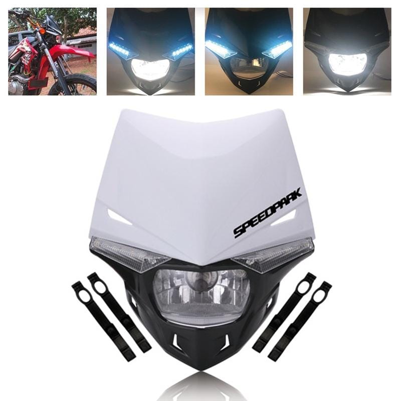 Speedpark Cross-country Motorcycle LED Headlight Headlamp Assembly for (White)