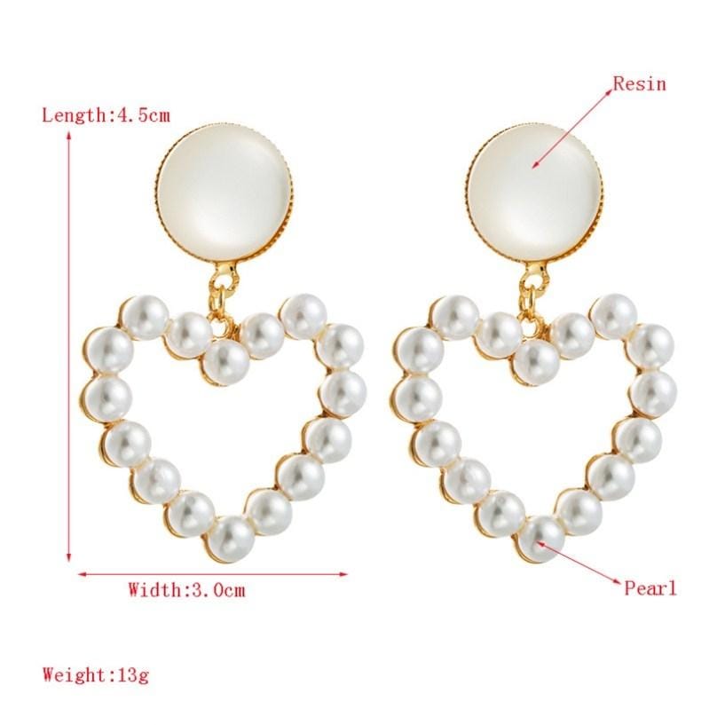 3 Pairs  S925 Silver Needle Earrings Female Super Fairy Temperament All-match Pearl Heart Earrings