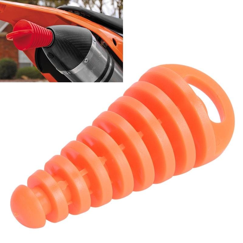 Motorcycle Exhaust Pipe Motocross Tailpipe PVC Air-bleeder Plug Exhaust Silencer Muffler Wash Plug Pipe Protector (Orange)