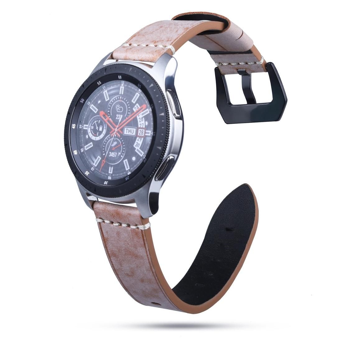 22mm Leather strap For Huawei Watch GT2e / GT2 46mm (Light Brown)