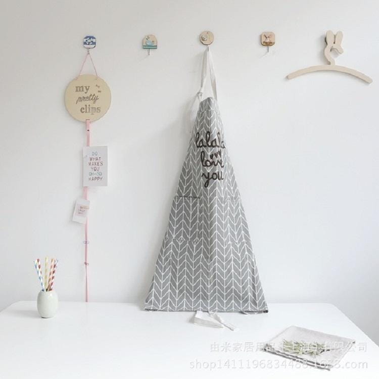 Geometric Pattern Parent-child Waterproof Oil-proof Apron, Style:Gray Leaves-adult