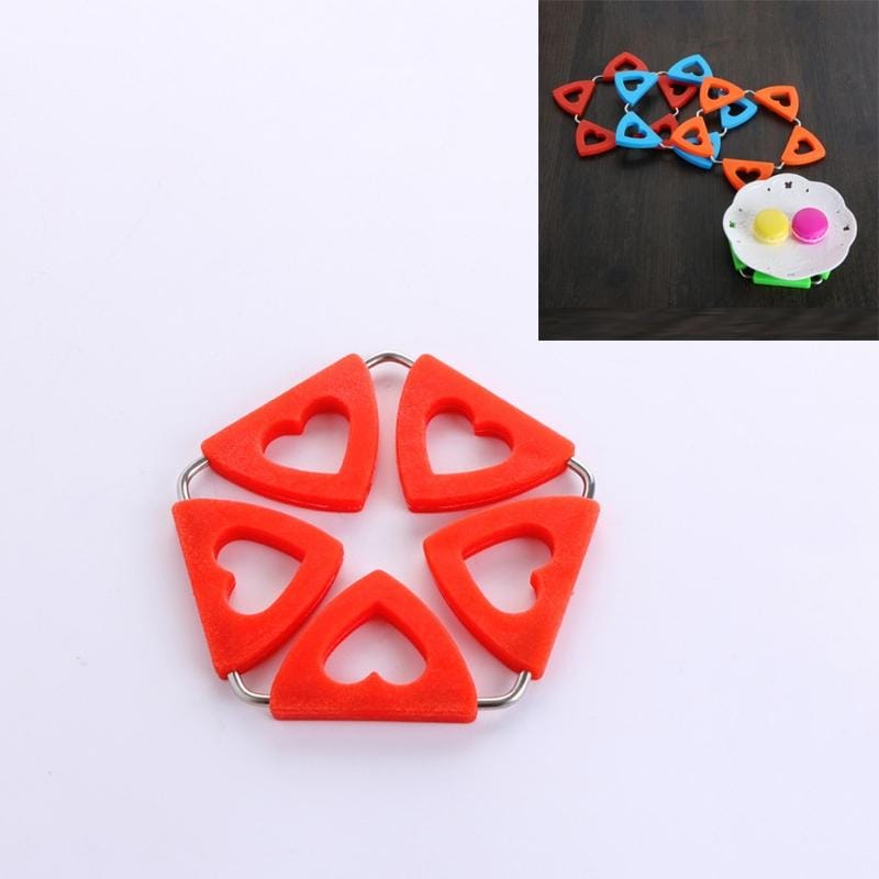 Silicone Insulation Mat Heart-shaped Place Mat Creative Pot Mat (Red)