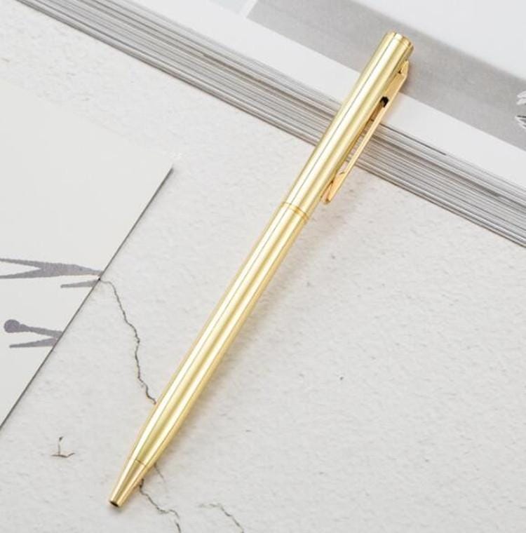Metal Ballpoint Pen Office Stationery Business Plated Sign Pen, Written:Bullet Type 1.0 (Golden)
