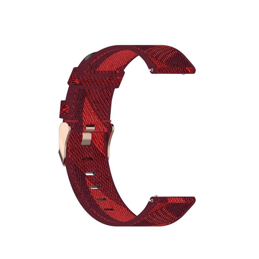 For Amazfit Bip Lite Version 1S / Bip S 20mm Nylon Denim Canvas Replacement Strap Watchband (Red Stripe)