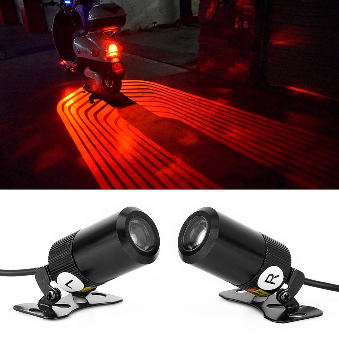 2 PCS DC 8-36V 3W Motorcycle LED Projection Lamp Light, Cable Length: 2.4m (Red Light)
