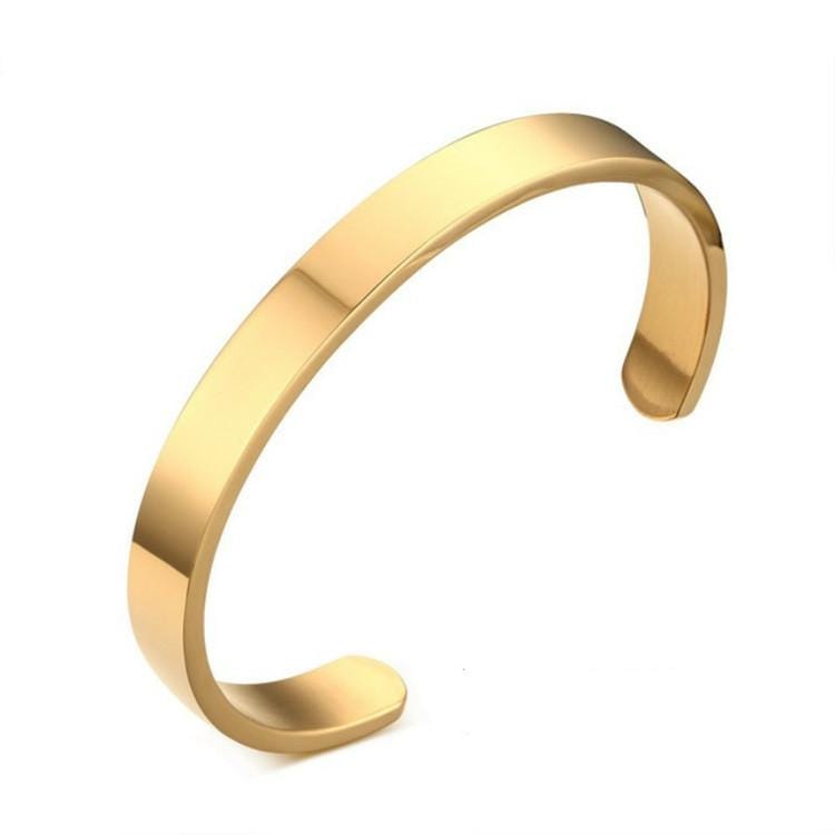 8mm Width Women Men Stainless Steel Surface Bracelet Bangle (Gold)