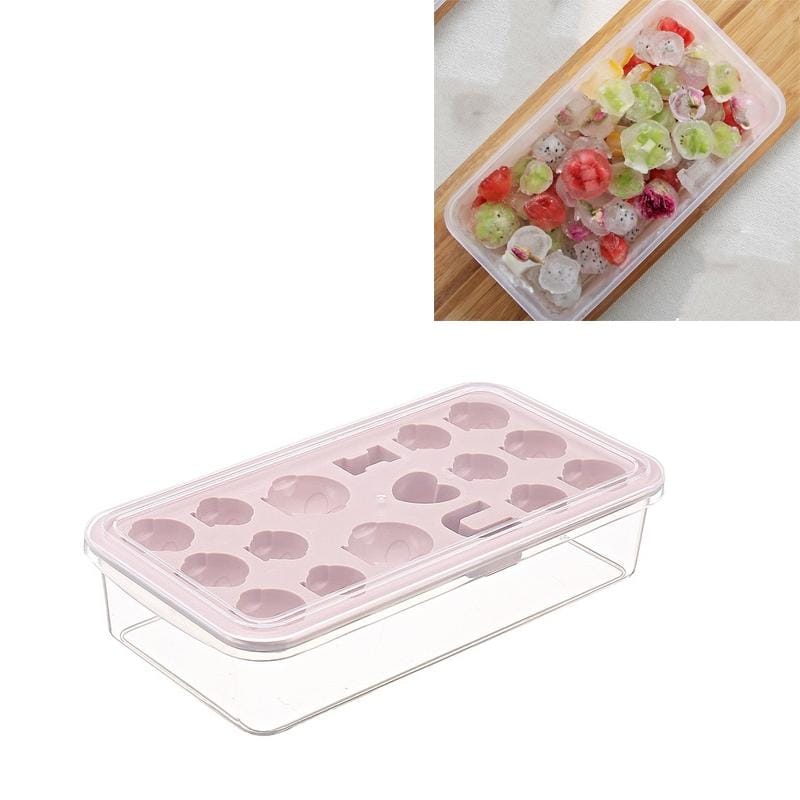 Creative DIY Home Ice Cream Mold Ice Lattice Penguin Shape Homemade Ice Cubes with Lid Ice Box (Pink)