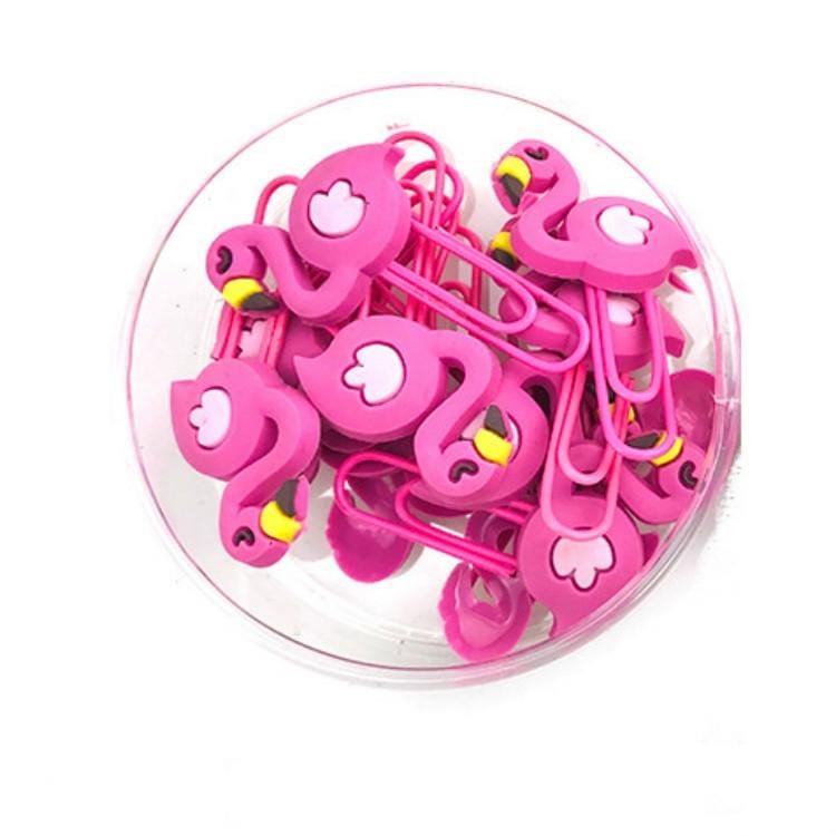 60 PCS / 5 Box Mini Bookmark Folder Creative Flamingo Soft Glue Paper Clip
