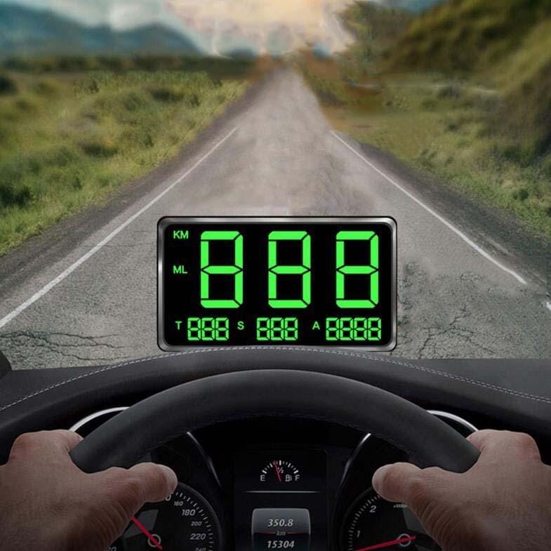 Kingneed C80 4.5inch HUD Car Head-up Display GPS Speed Meter Overspeed Alarm Mileage Altitude Clock (Black)